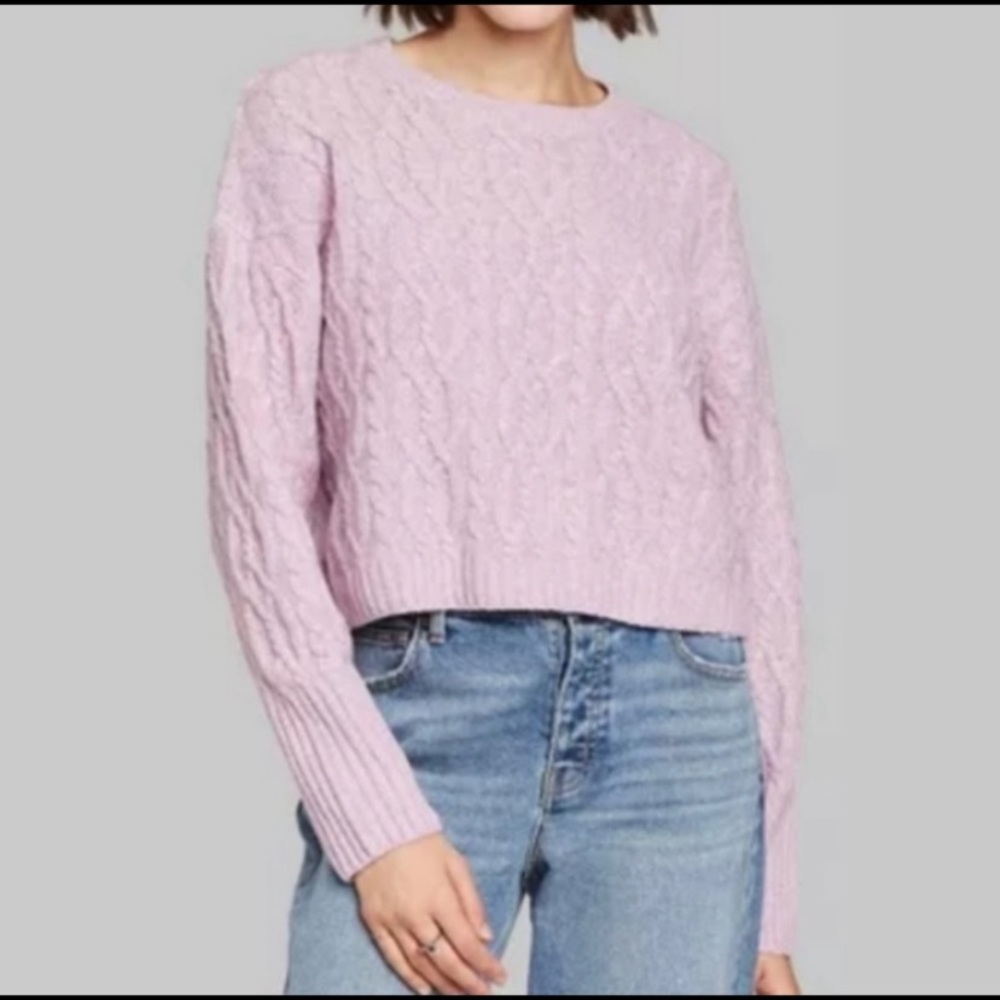 Wild Fable Pullover Sweater Size XS Lilac Cable Knit